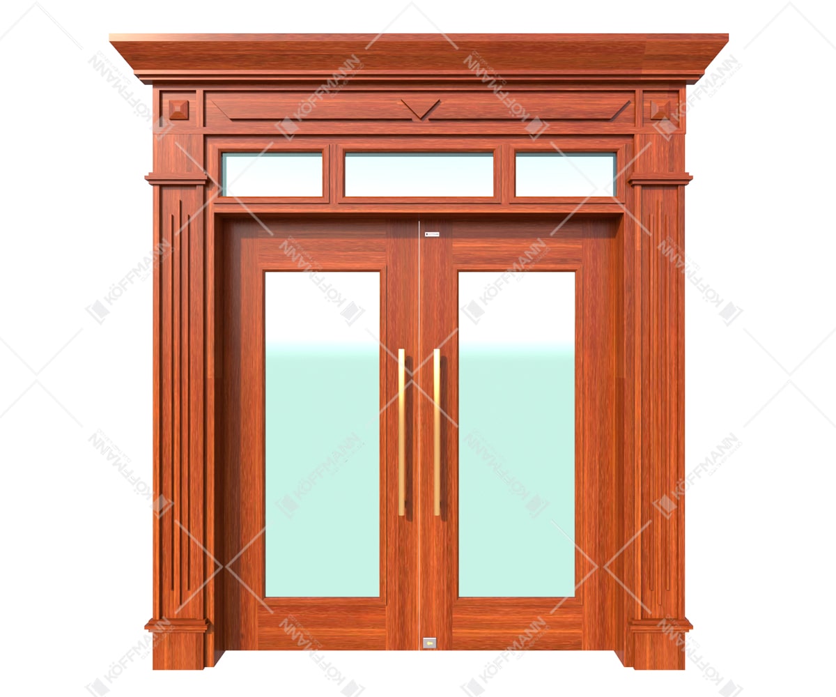 cửa thép vân gỗ kính cường lực